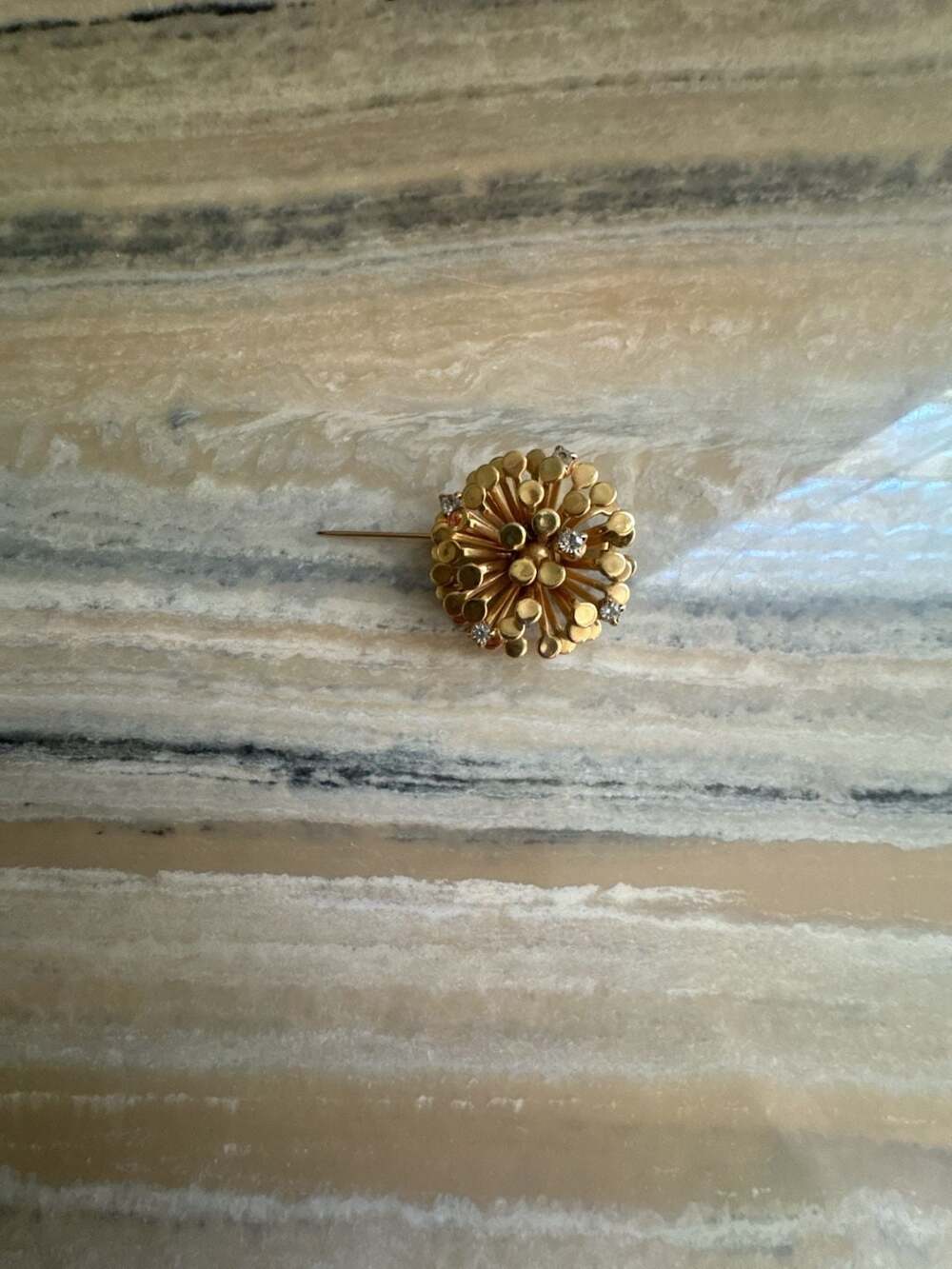 Vintage Coro 1960s Sputnik Atomic Gold Tone Brooch with Rhinestones